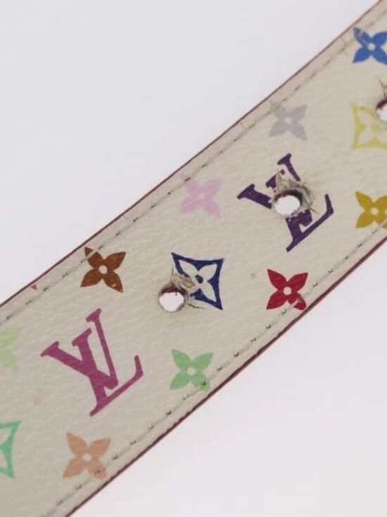 Share LOUIS VUITTON Multicolor Ceinture Carre LV Cut Belt White LV Auth 166023 main image 5